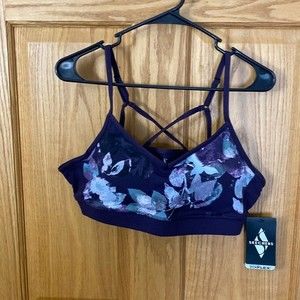SKECHERS Women's Floral-Print Medium Impact Sports Bra Size XL